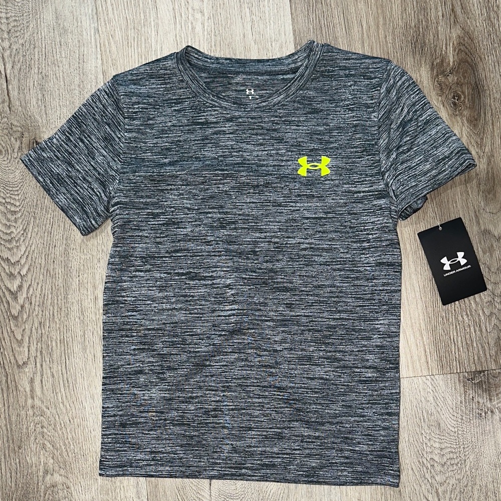 Under Armour Charcoal Tee with Neon Yellow Logo